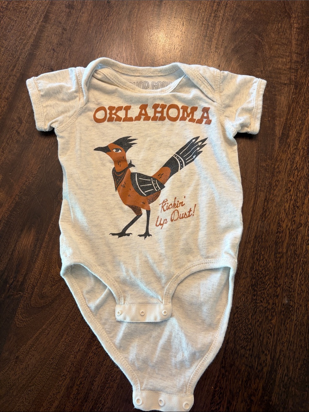 Oklahoma Roadrunner Graphic One-Piece Bodysuit - Light Gray